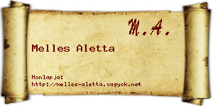 Melles Aletta névjegykártya
